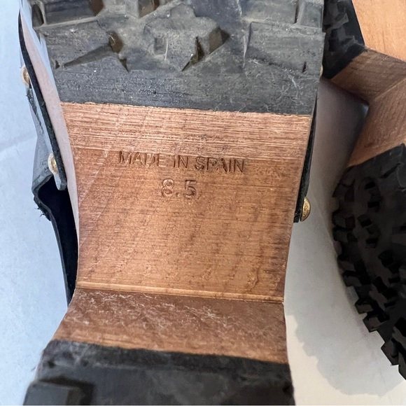 Free People Black Leather Salida Clog Wedges 8.5 - Picture 8 of 15